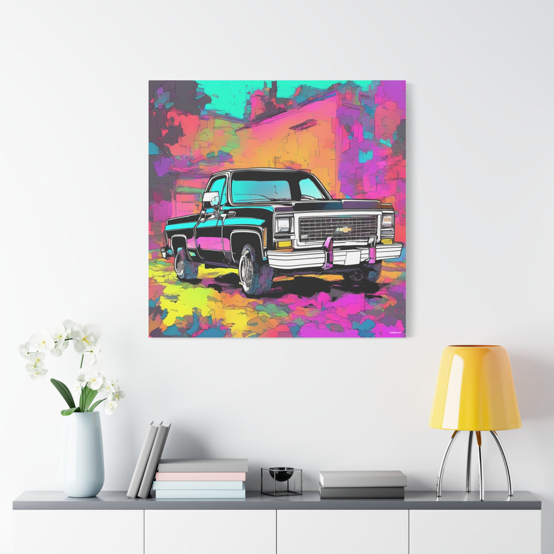 InkPunk Black Chevy Canvas Wall Art