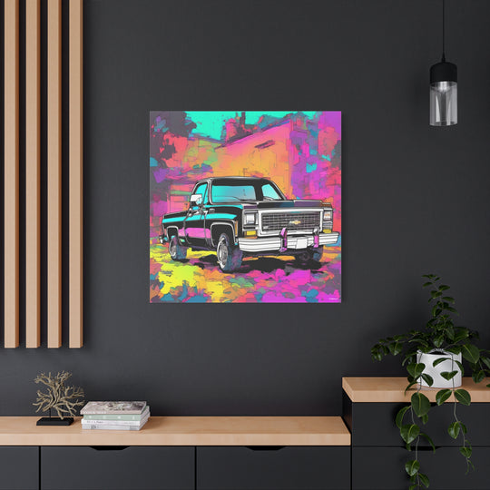 InkPunk Black Chevy Canvas Wall Art