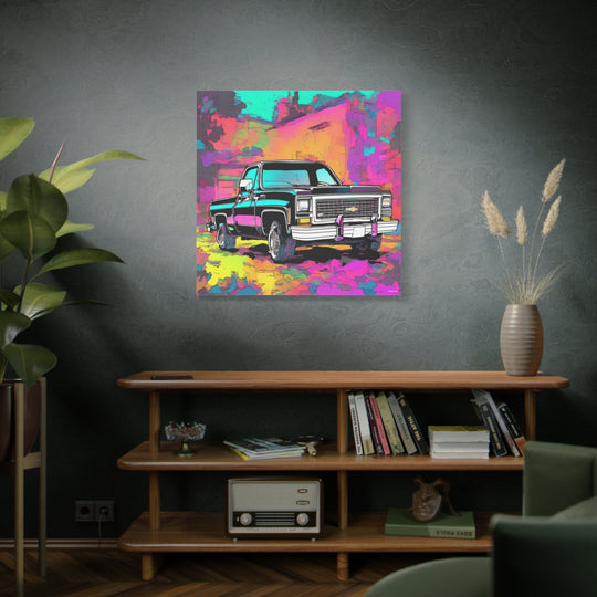 InkPunk Black Chevy Canvas Wall Art