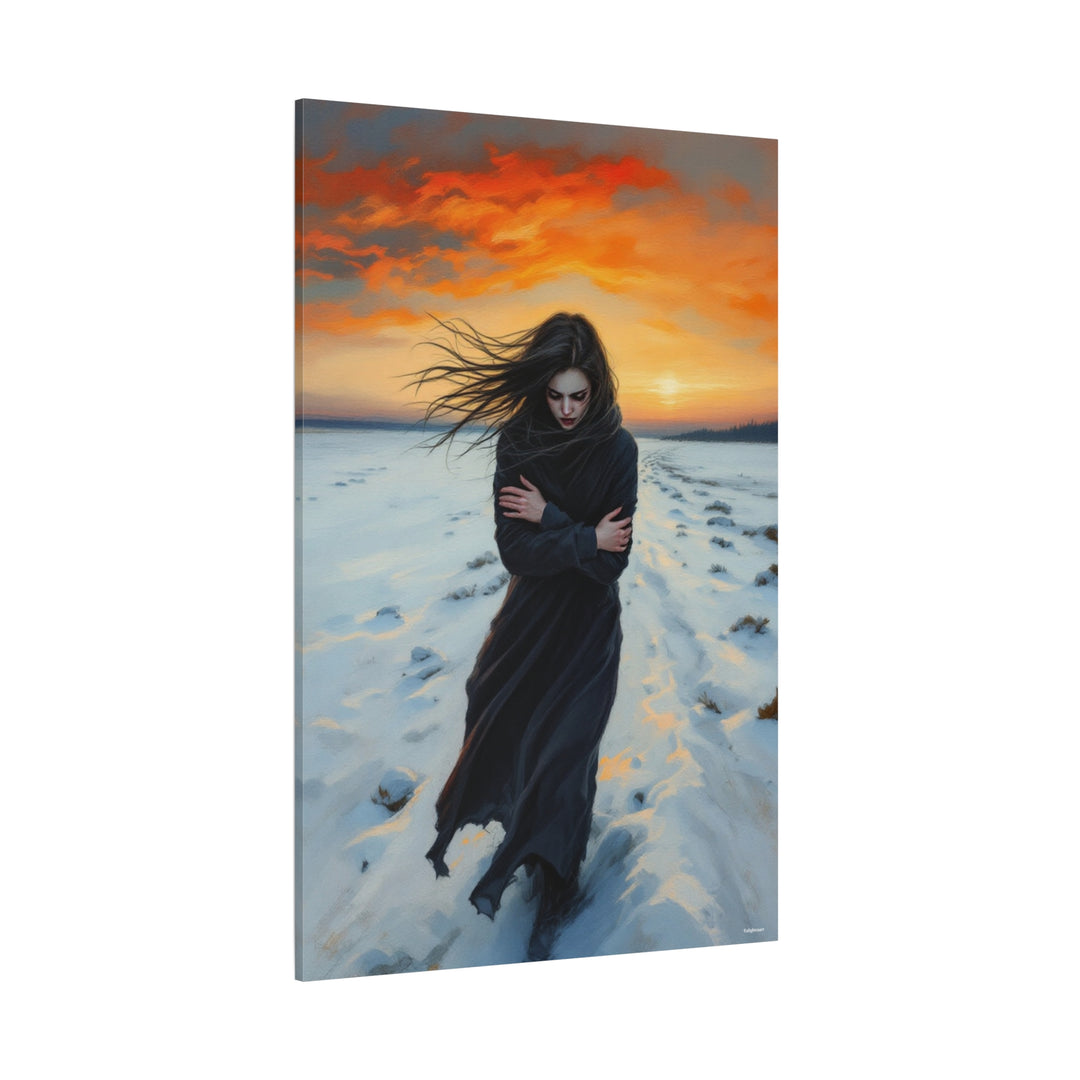 Emotional Walk In The Snow Canvas Art