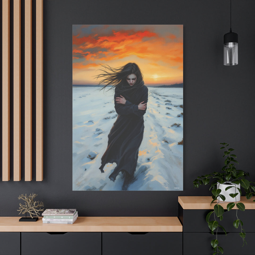 Emotional Walk In The Snow Canvas Art