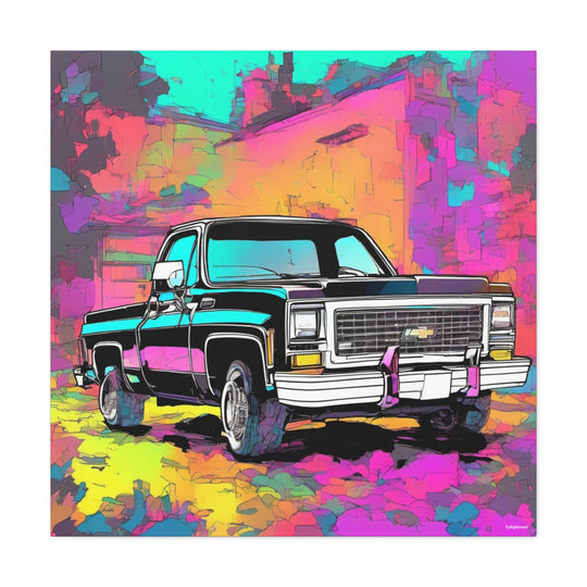 InkPunk Black Chevy Canvas Wall Art